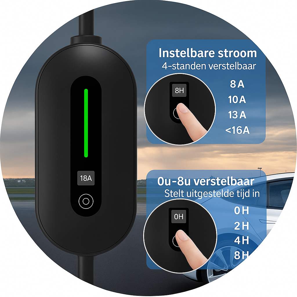 MOBIELE THUISLADER ZWART 3,7KW VOOR TYPE 2 •exclusief verzendkosten•