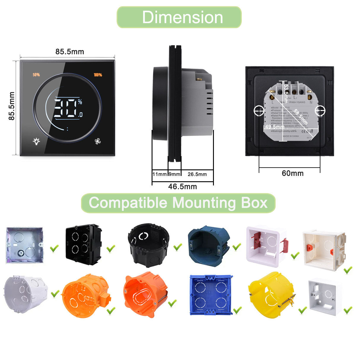 🔆Slimme WiFi Dimmer Schakelaar – Touch Bediening – Tuya Smart / Smart Life – Werkt met Alexa & Google Home