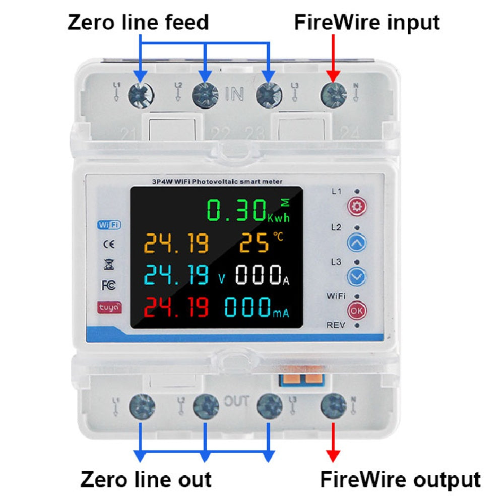 Smart meter 100A 3-fase WiFi voor energiemonitoring van uw wallbox