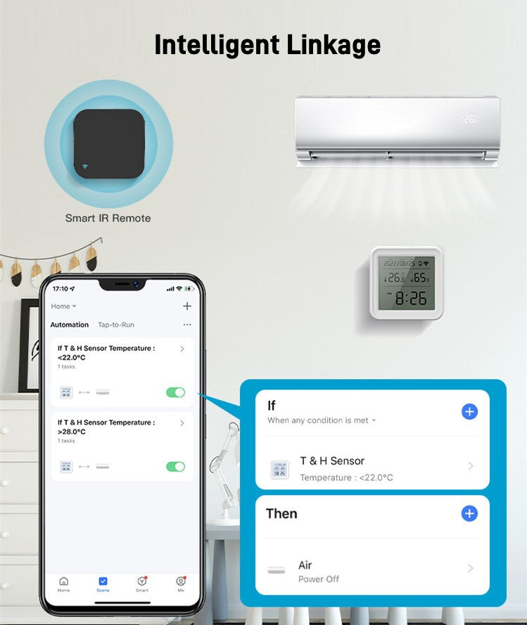 🌡️Slimme Zigbee Temperatuur- & Luchtvochtigheidssensor met Display – Tuya Smart / Smart Life – Werkt met Alexa & Google Home