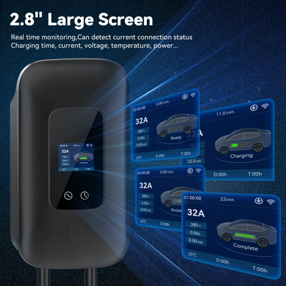 Wallbox 11kw zwart met App control 3-fase (Ook 1-fase mogelijk) •exclusief verzendkosten•