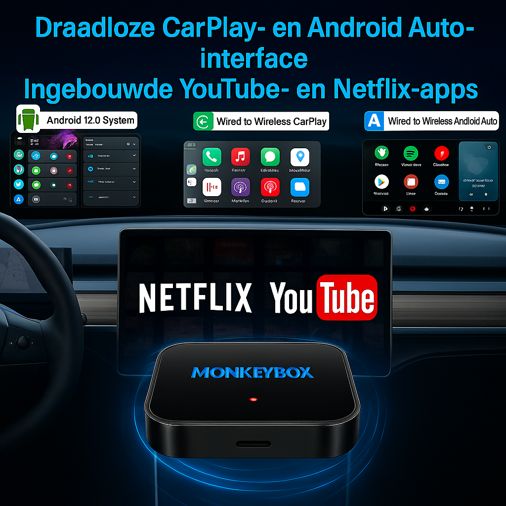 MONKEYBOX Videobox AI interface Apple Carplay/Android Auto Youtube/Netflix