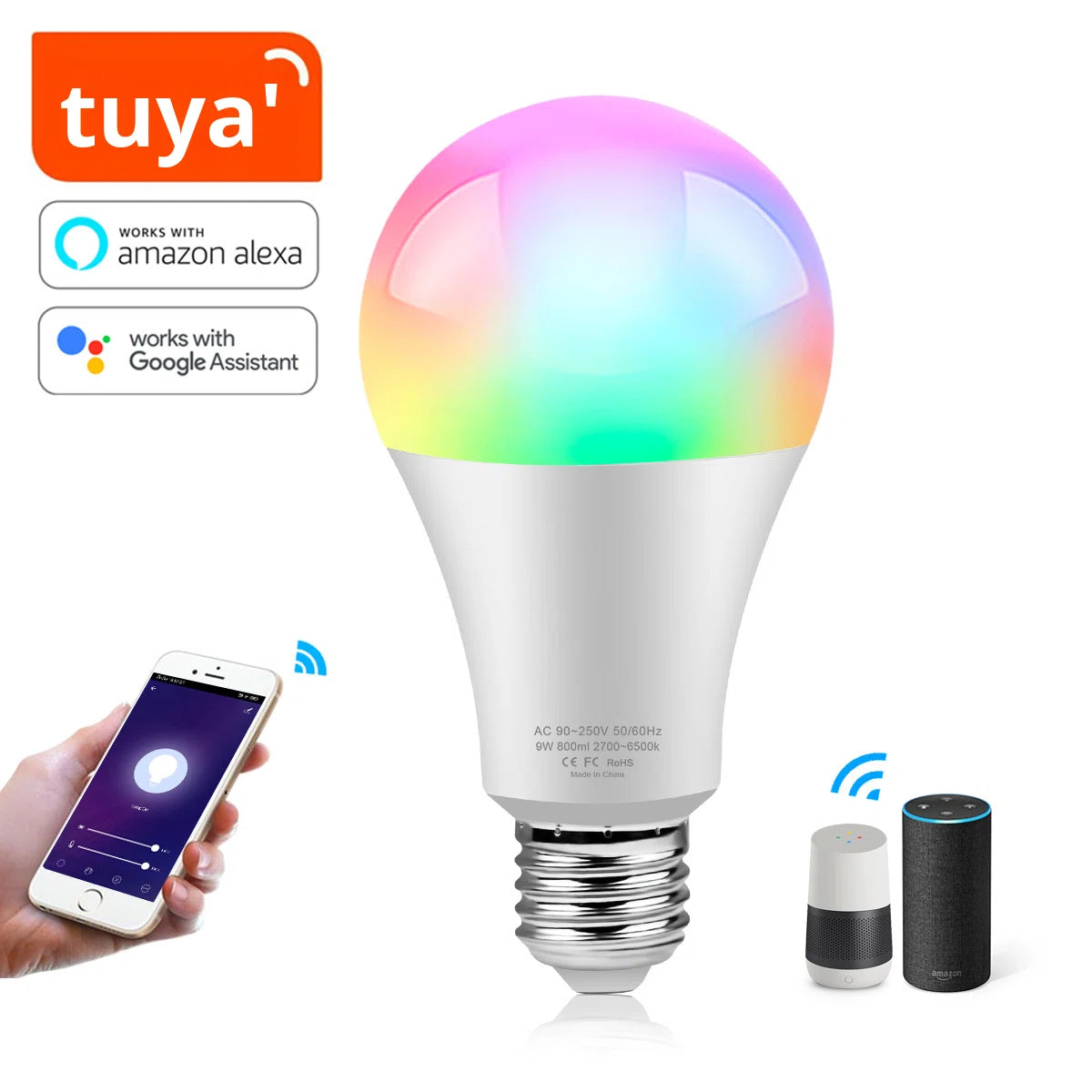 💡 Smart LED Bulb E27 RGB – Dimmable | Tuya / Smart Life