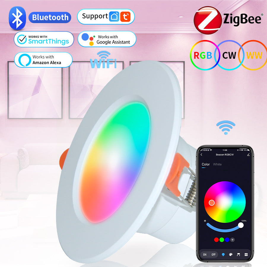 💡Slimme RGB WiFi Inbouwspot – Dimbaar – RGB + Warm & Koud Wit – Tuya Smart / Smart Life – Alexa & Google Assistant