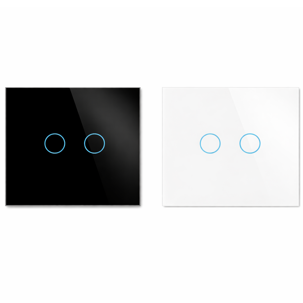 💡 Smart WiFi Light Switch 2-Gang | Tuya Smart Life 📱 | ⚡ 800W | 🖤 Tempered Glass | 🎙️ Alexa &amp; Google