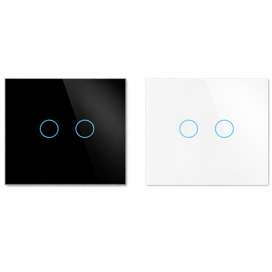 💡 Intelligenter WLAN-Lichtschalter (2-fach) | Tuya Smart Life 📱 | ⚡ 800 W | 🖤 Gehärtetes Glas | 🎙️ Alexa &amp; Google