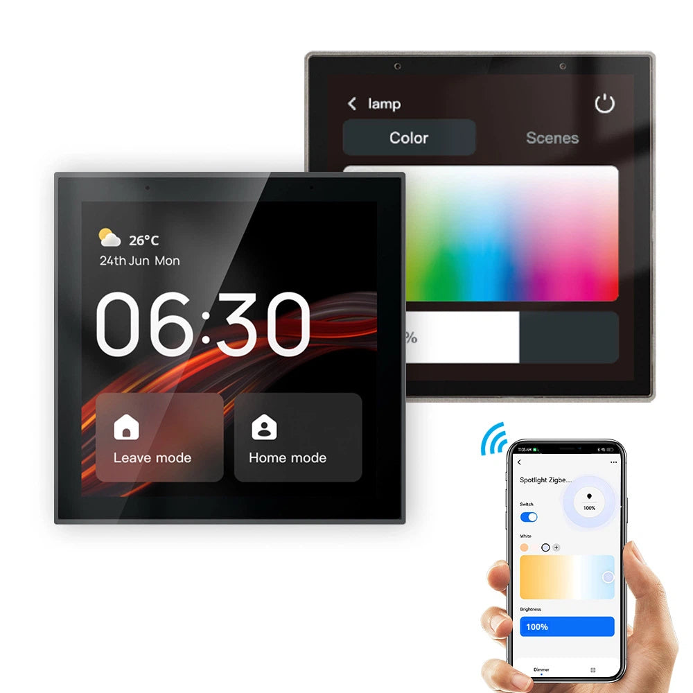 🔲T6E 4-Zoll-Smart-Bedienfeld – Touchscreen | Zigbee &amp; WLAN | Tuya / Smart Life