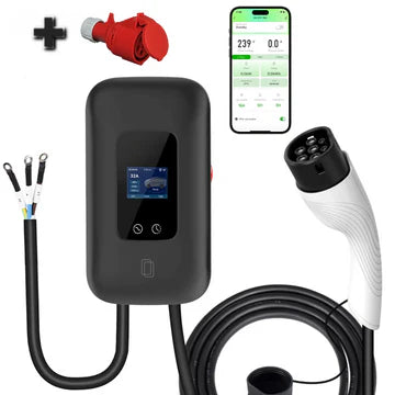 Wallbox 11KW zwart met App control met voorgemonteerde 3-fase 16A stekker en 10 meter laadkabel •exclusief verzendkosten•