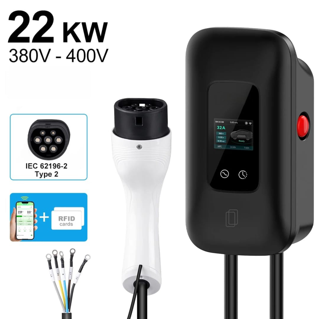 Wallbox 22KW zwart met App control 3-fase 32A  •exclusief verzendkosten•