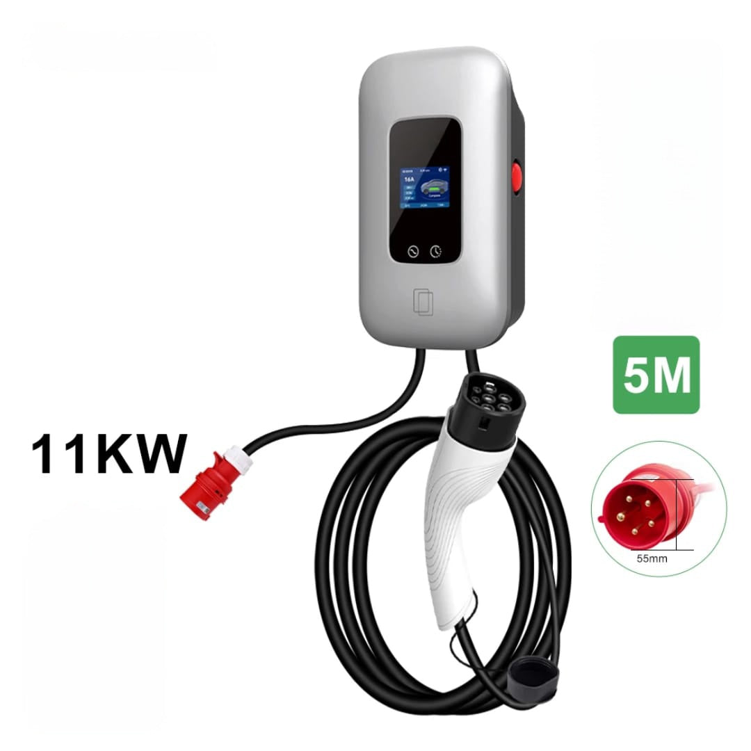 Wallbox 11kw grijs met App control met voorgemonteerde 3-fase 16A stekker •exclusief verzendkosten•