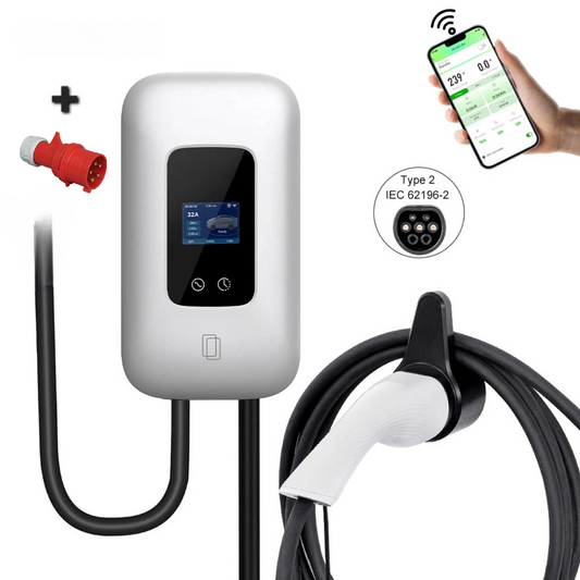 Wallbox 11kw grijs met App control met voorgemonteerde 3-fase 16A stekker •exclusief verzendkosten•